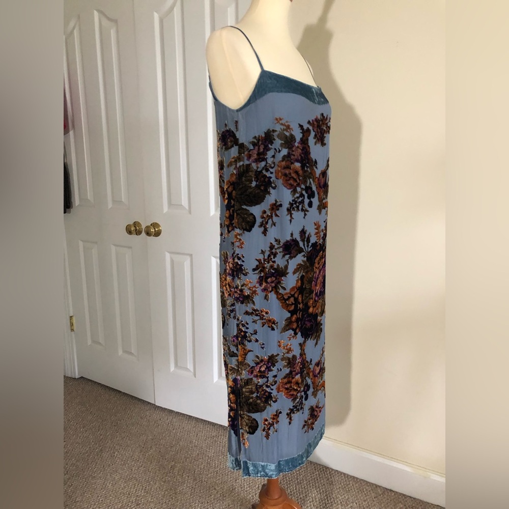Anthropologie BHLDN Carlson Burnout Velvet Dress Blue size XS - Picture 4 of 16